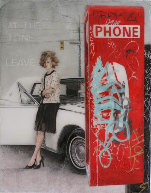 Telephone 11x14 watercolour & gloss varnish on papered board